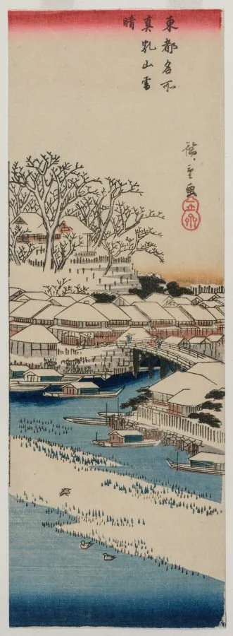 Clear Weather after Snow at Matsuchiyama, from the series Famous Places in the Eastern Capital, detail