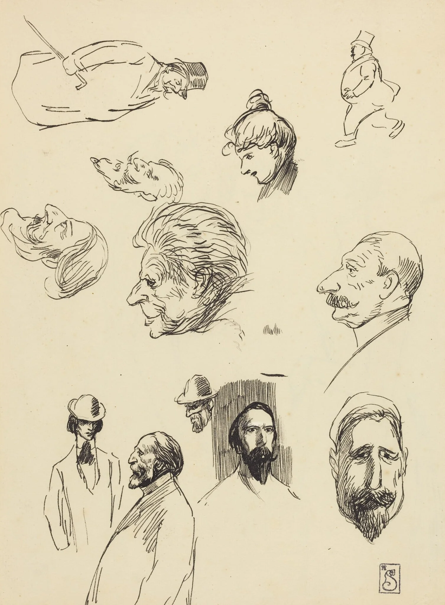 Studies of Figures and Heads, detail