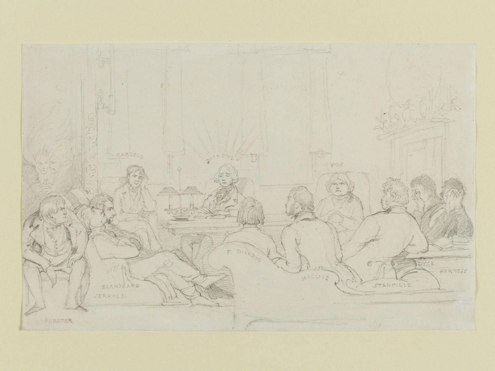 Charles Dickens reading 'The Chimes' to his friends in John Foster's chambers, detail