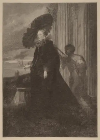 Marchesa Elena Grimaldi, Wife of Marchese Nicola Cattaneo, by Timothy Cole, ink, 1910