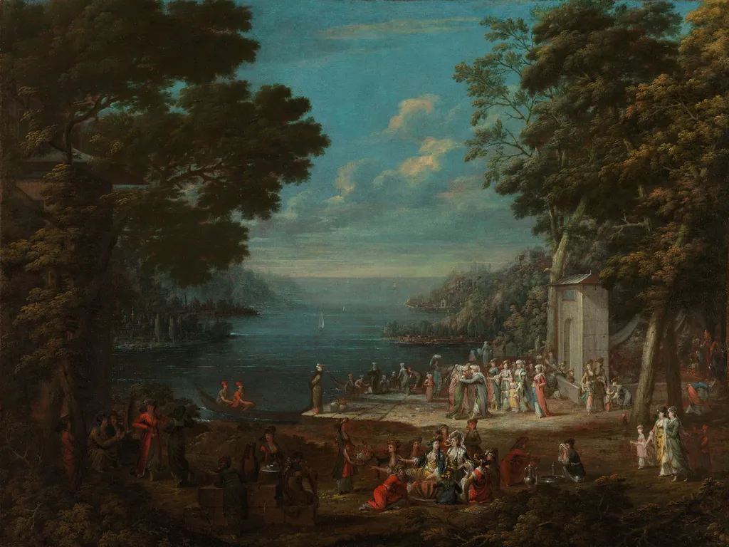 Ladies’ Outing at Hünkâr İskelesi along the Bosporus, by Jean Baptiste Vanmour, oil, 1728