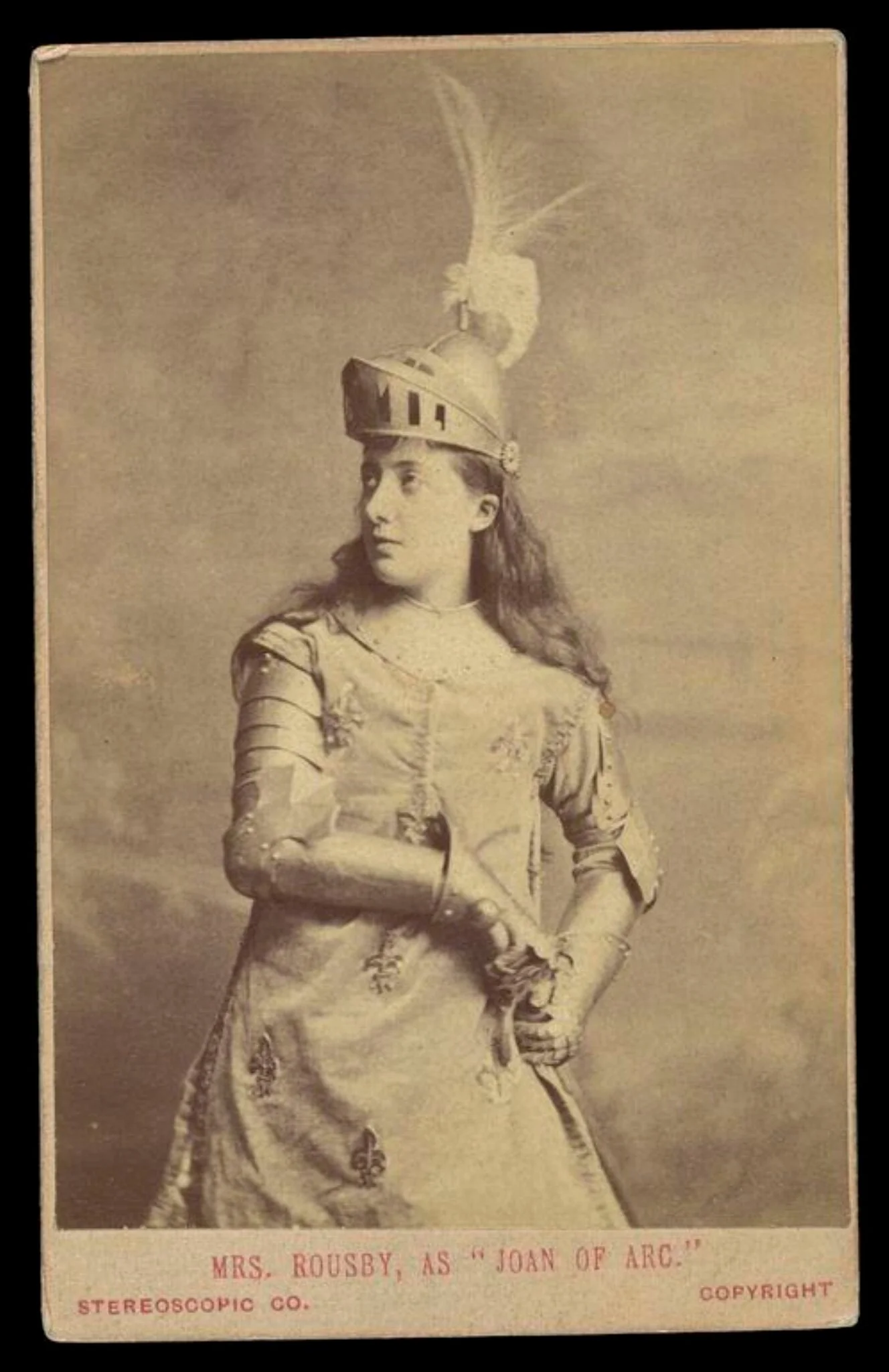 A portrait of 'Mrs Rousby, as "Joan of Arc"', detail