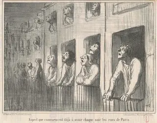 Aspect que commencent déja a avoir ..., by Honoré Daumier, ink, 1857