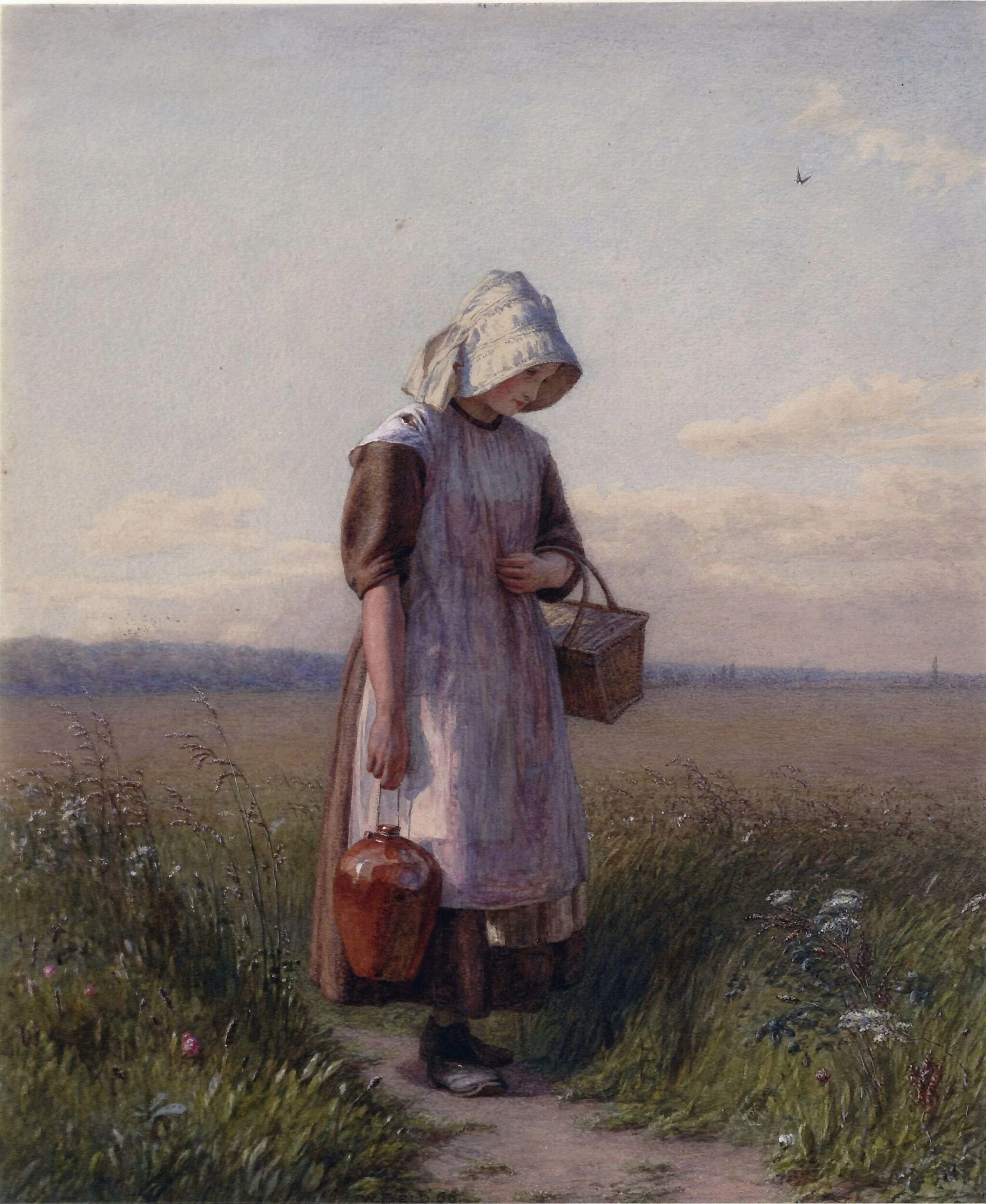 Girl carrying a pitcher, detail