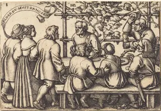 Peasants' Feast, by Sebald Beham, ink, 1546