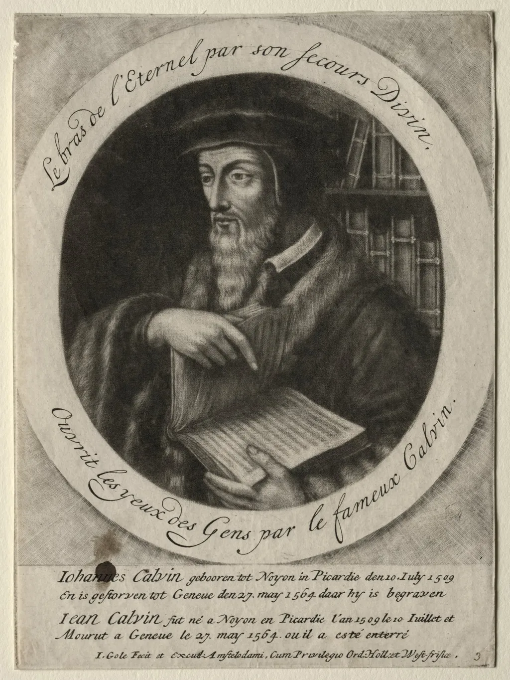 John Calvin, by Gole Jacob, 1708