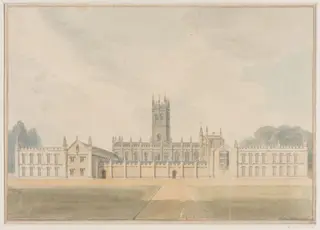 Magdalen College, Oxford, by John Chessell Buckler, watercolor, 1804