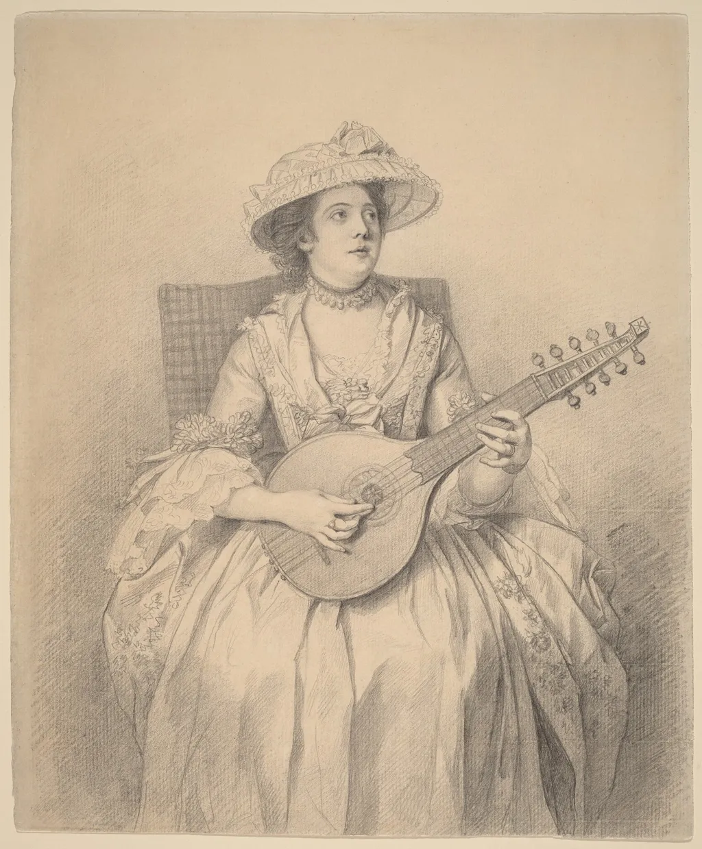 Woman Playing a Cittern, by Nathaniel Dance-Holland, graphite, 1770
