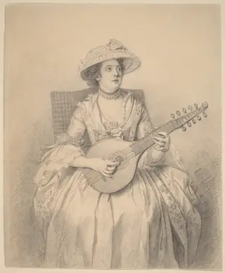 Woman Playing a Cittern, by Nathaniel Dance-Holland, graphite, 1770