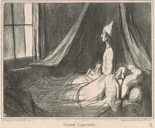 Croyant l'apercevoir ..., by Honoré Daumier, ink, 1857
