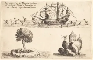 Entry of M. le Comte de Brionne, Grand Chamberlain of His Highness,Representing Jason, by Jacques Callot, ink, 1627