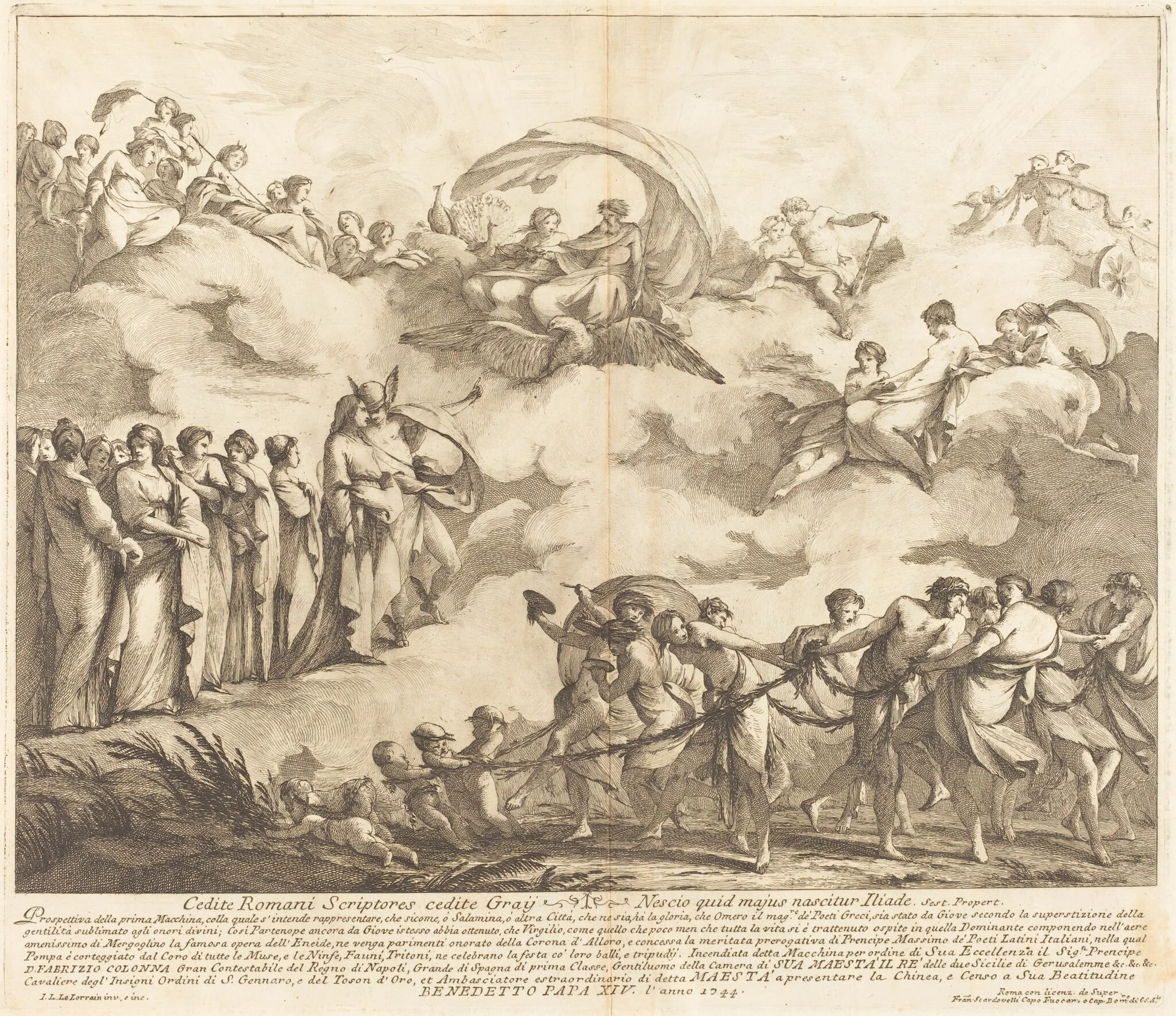 The Prima Macchina for the Chinea of 1744: The Glorification of Virgil, detail