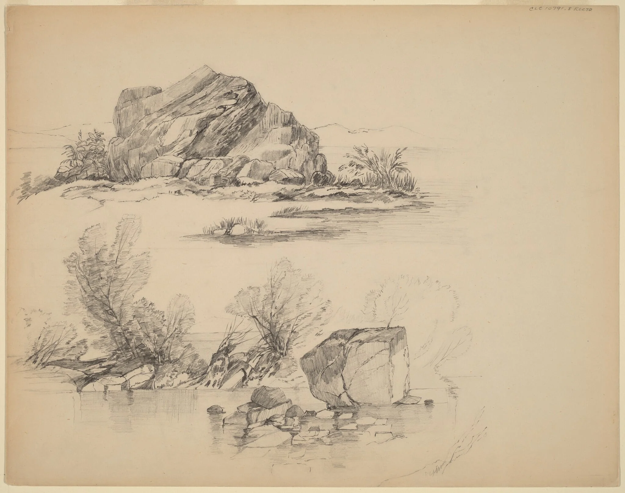 Rocks Along a Lakeshore [recto], detail