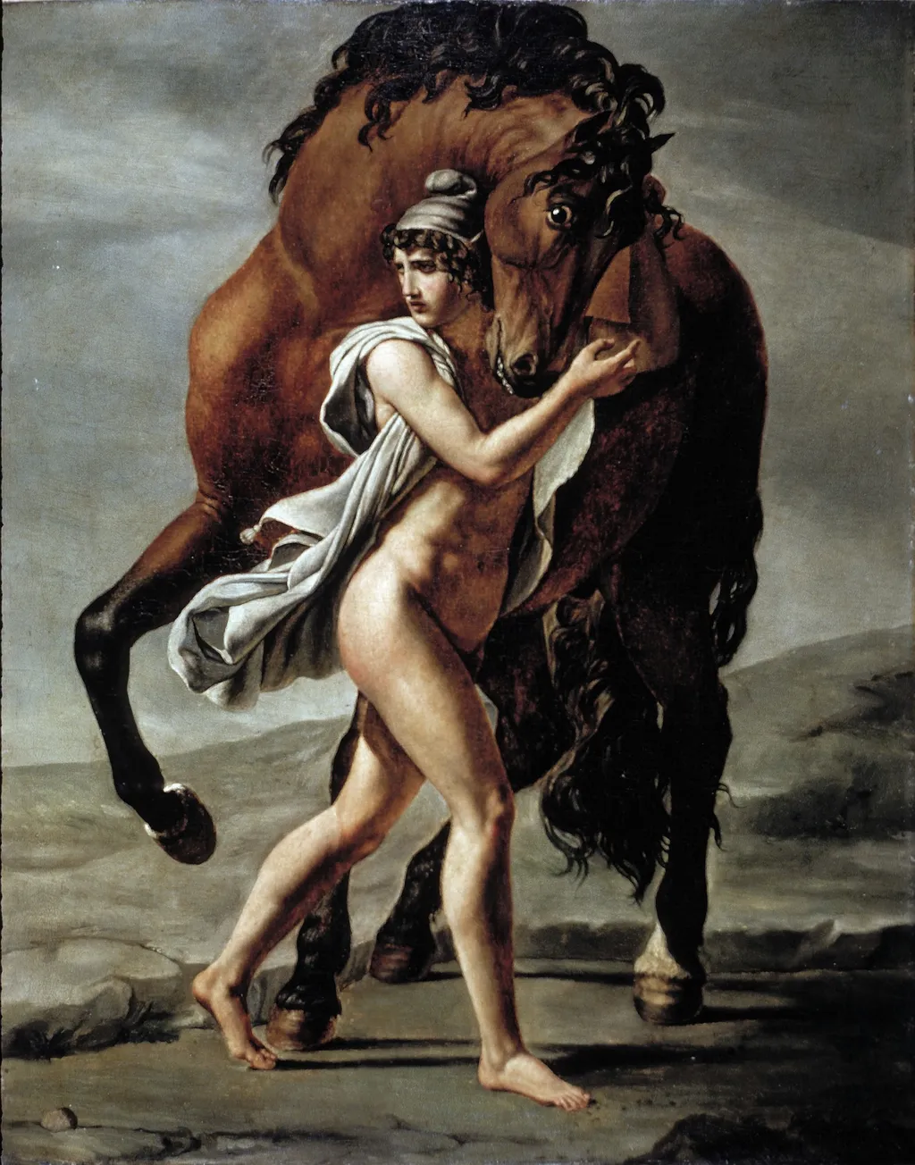 Roman Youth with Horse, by Jacques-Louis David, oil, 1824