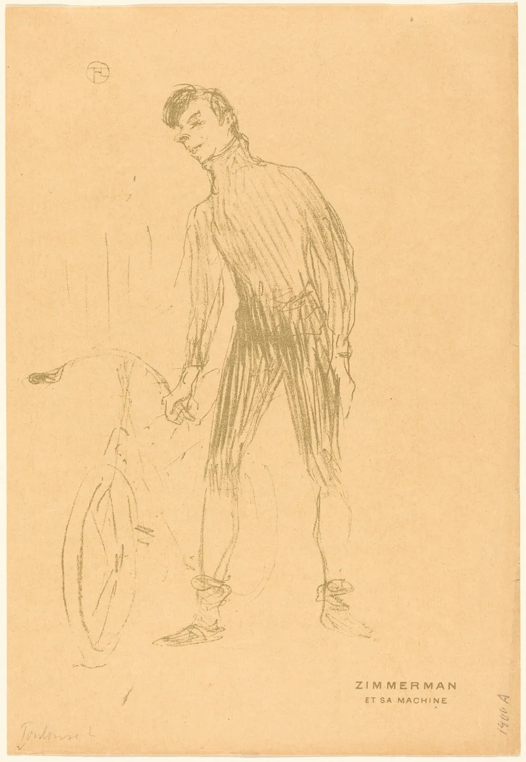 Zimmerman et sa machine (Zimmerman and His Machine), by Henri de Toulouse-Lautrec, ink, 1895