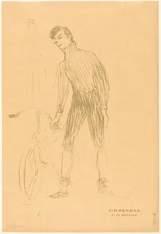 Zimmerman et sa machine (Zimmerman and His Machine), by Henri de Toulouse-Lautrec, ink, 1895