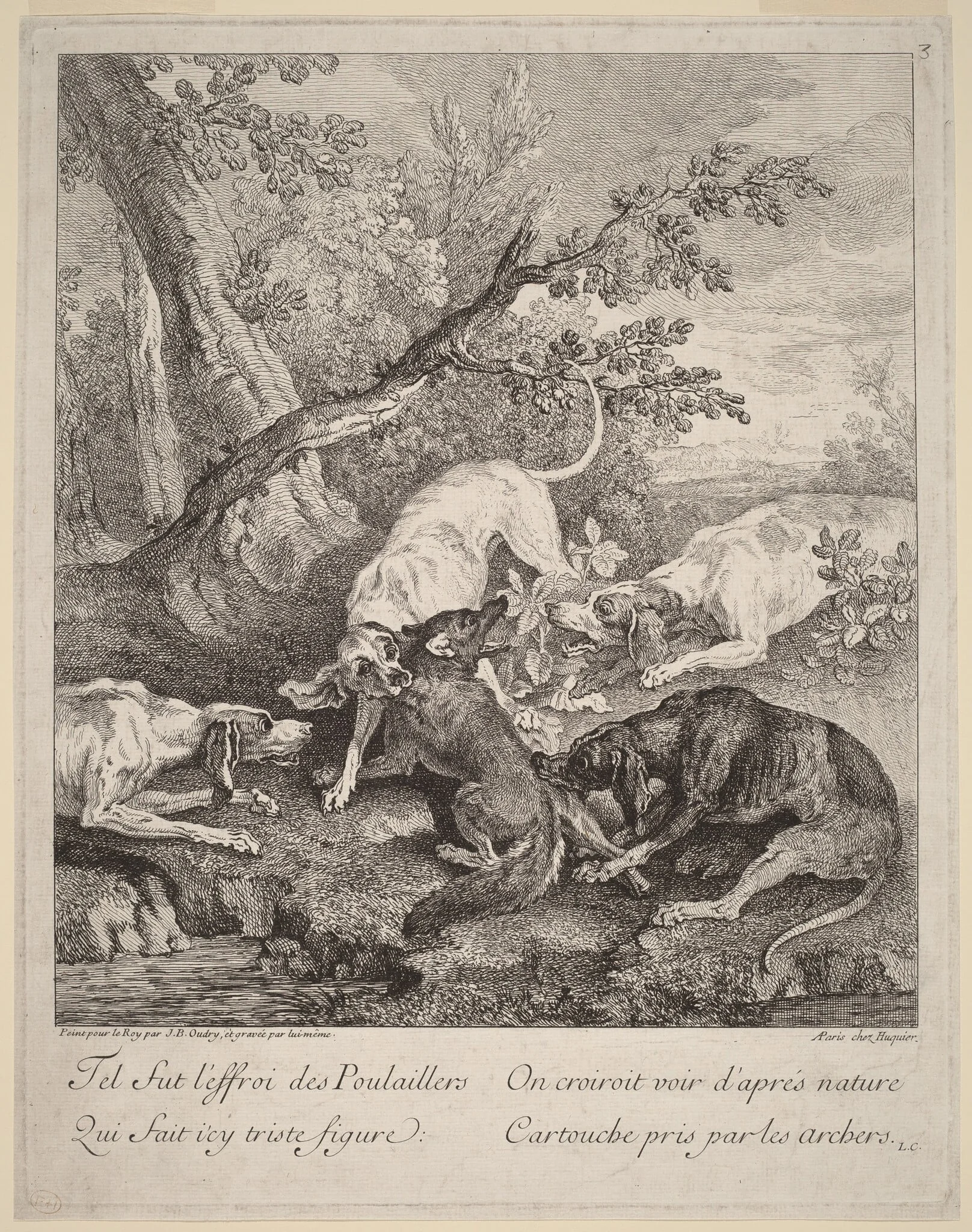A Fox Attacked by Dogs, detail