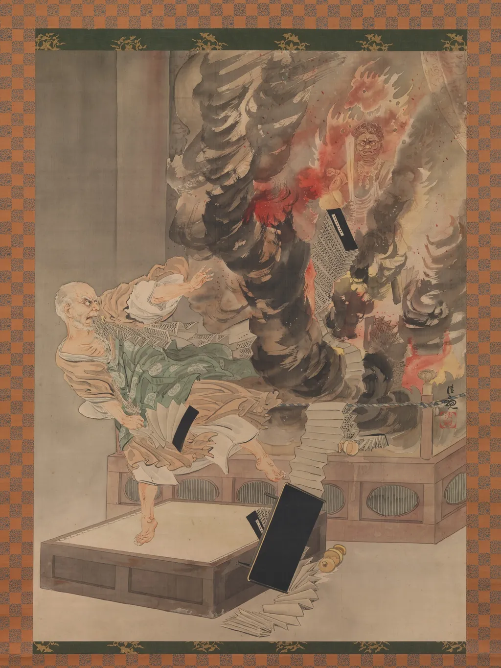 The Fury of Monk Raigō, by Kobayashi Kiyochika, unspecified, 1900