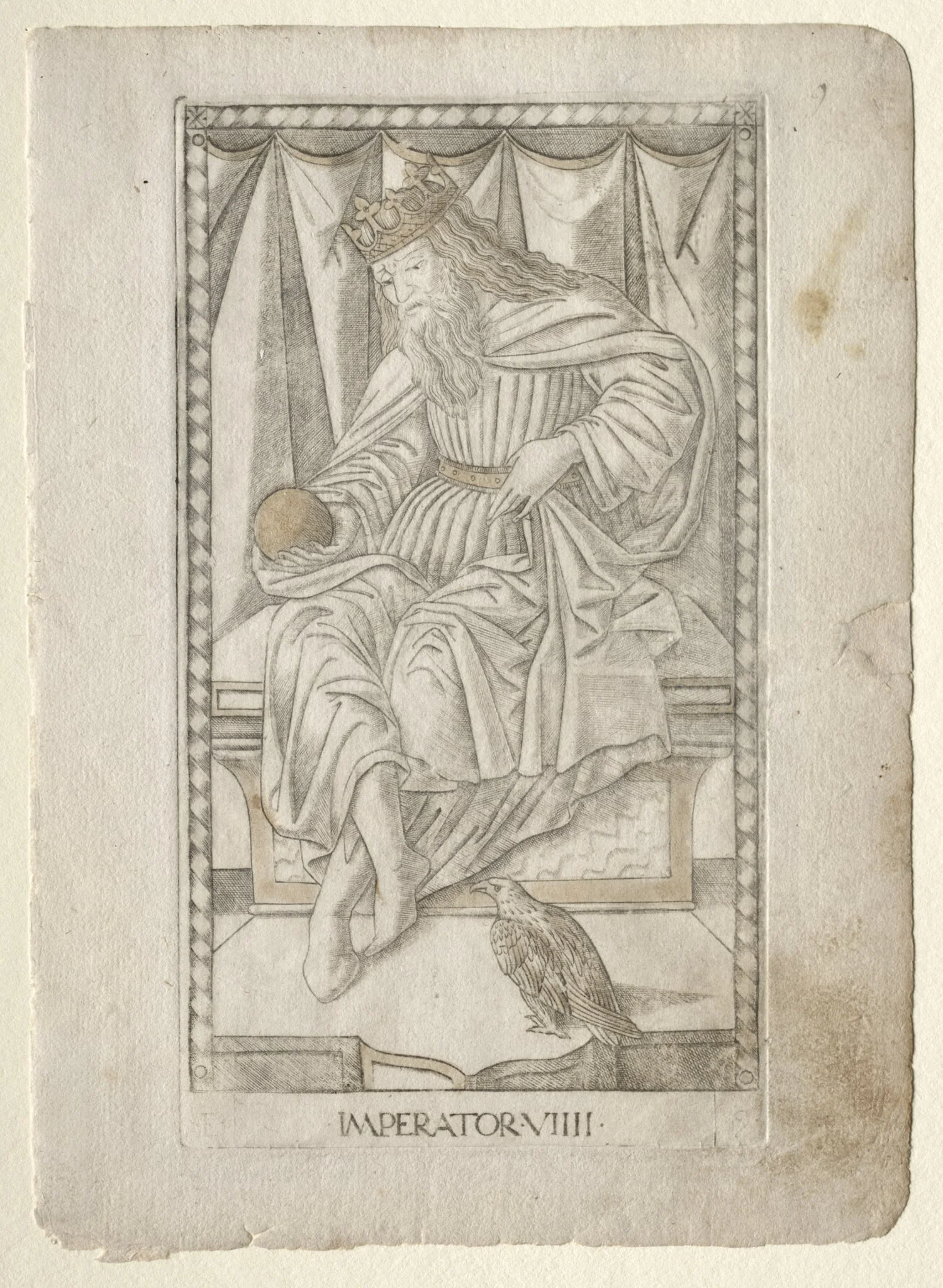 The Emperor (from the Tarocchi, series E: Conditions of Man, #9), detail