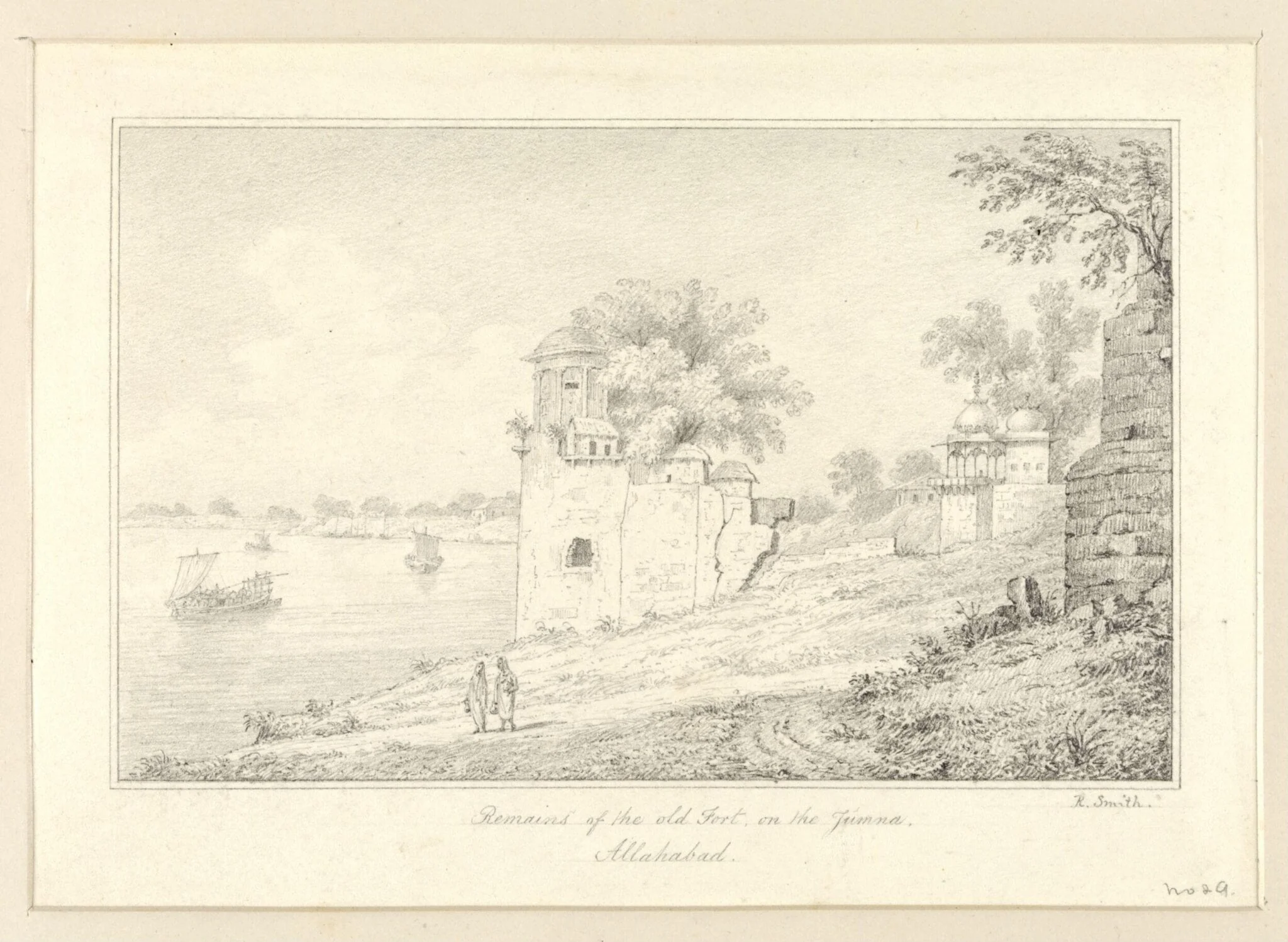 "Remains of the Old Fort of the Jumna, Allahabad"., detail