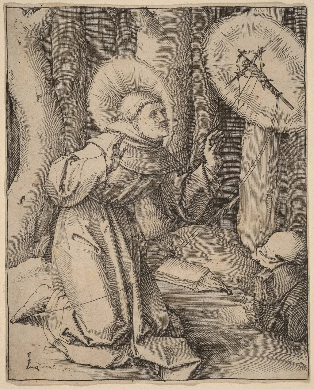 Saint Francis of Assisi Receiving the Stigmata, by Lucas van Leyden, ink, 1514