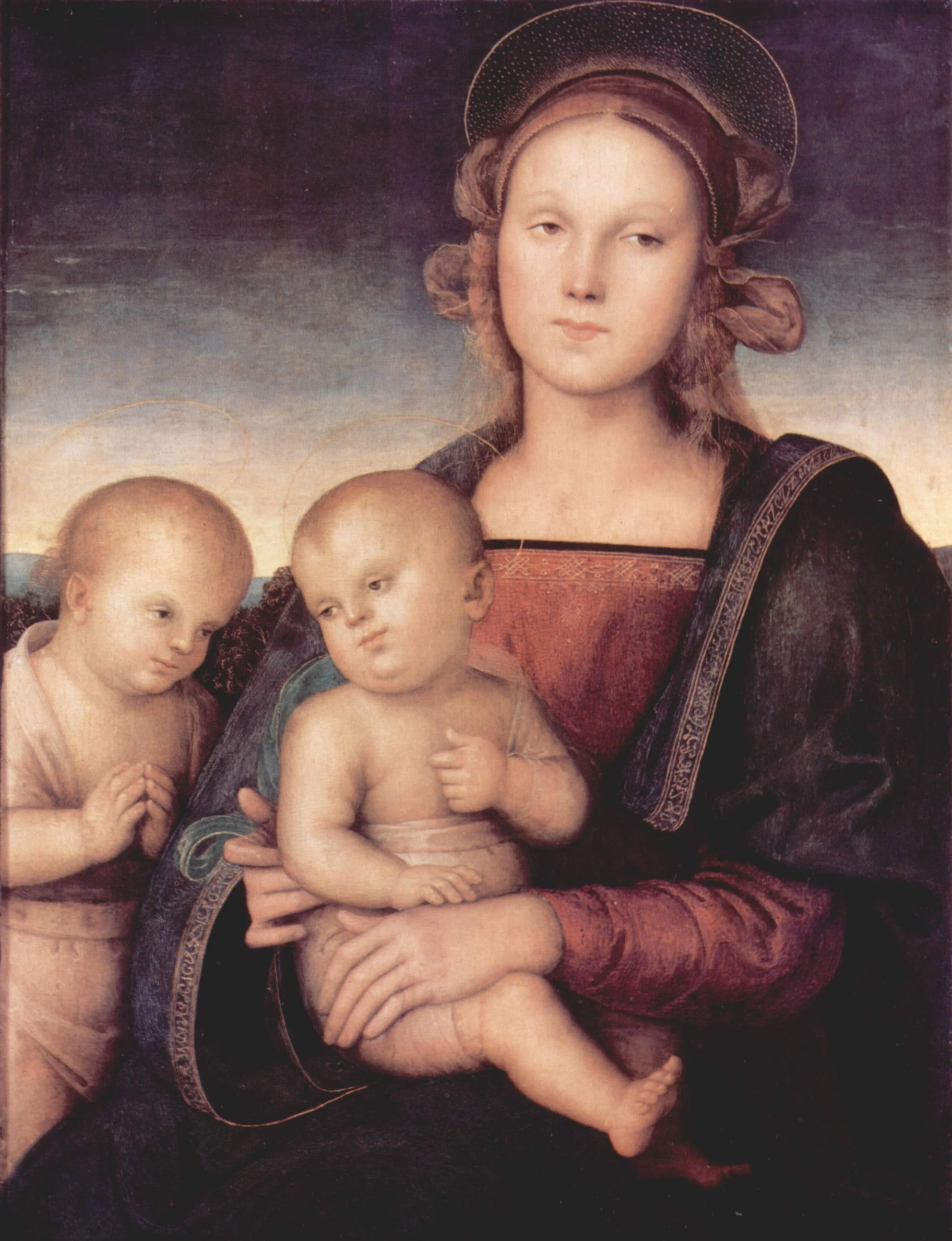 Madonna with child and Saint John the Baptist, detail