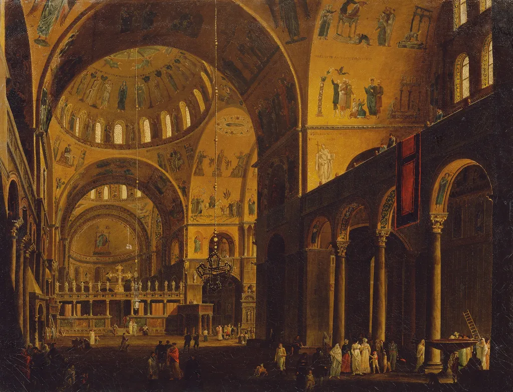 Das Innere von San Marco, by Giuseppe Borsato, oil, 1815