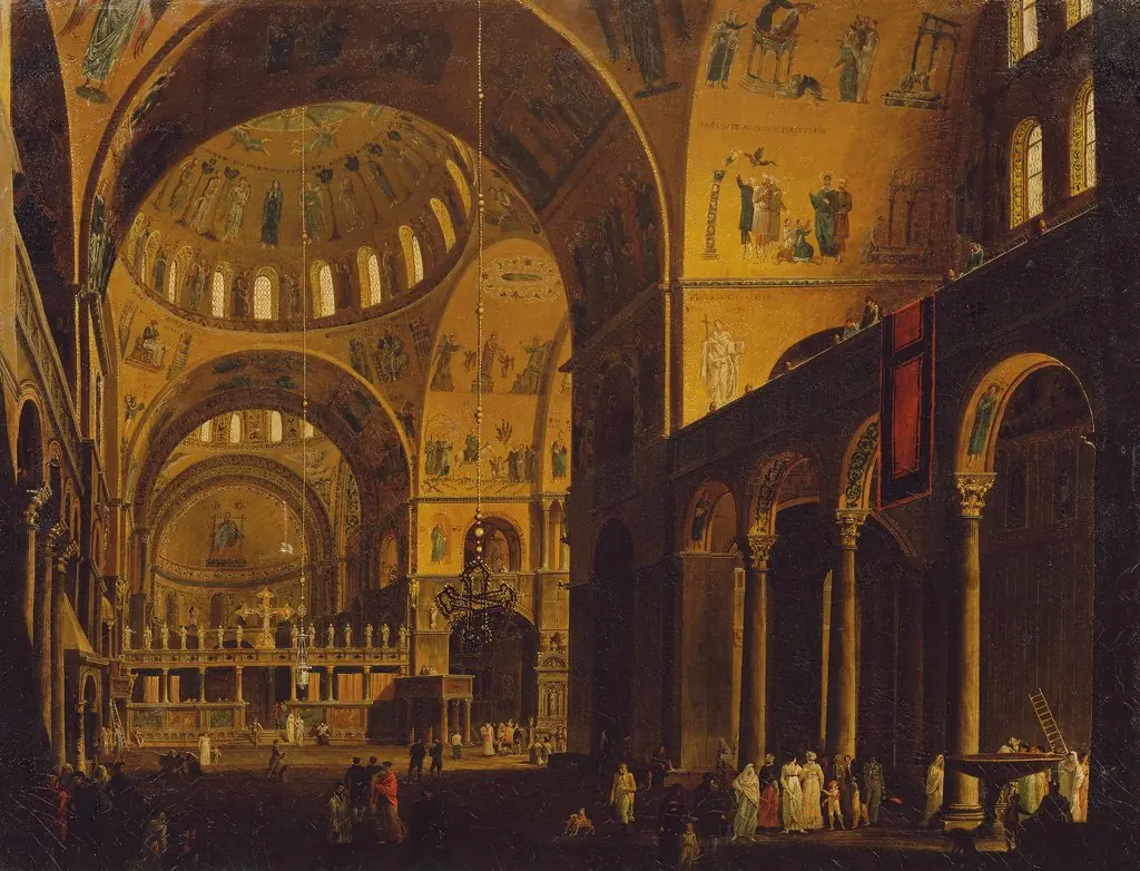 Das Innere von San Marco, by Giuseppe Borsato, oil, 1815