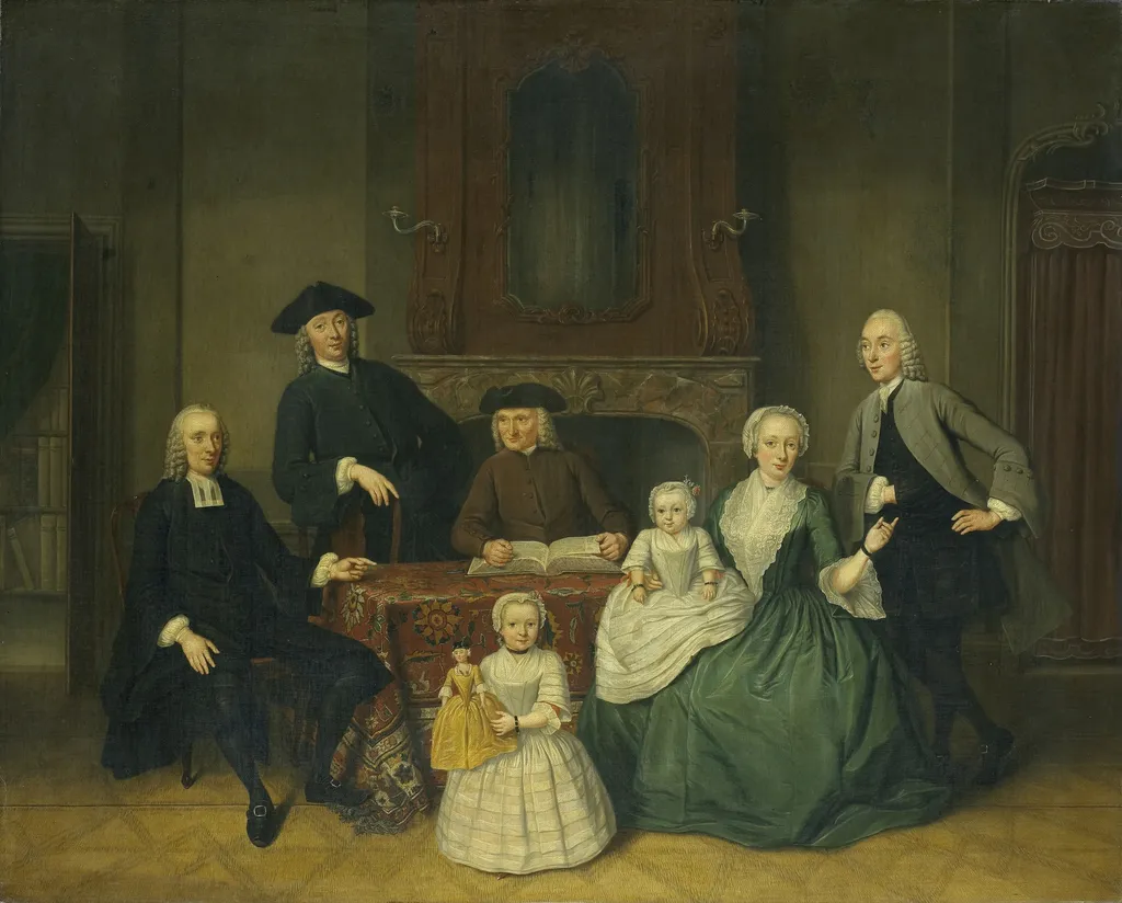Portrait of the Brak Family, Amsterdam Mennonites, by Tibout Regters, oil, 1752