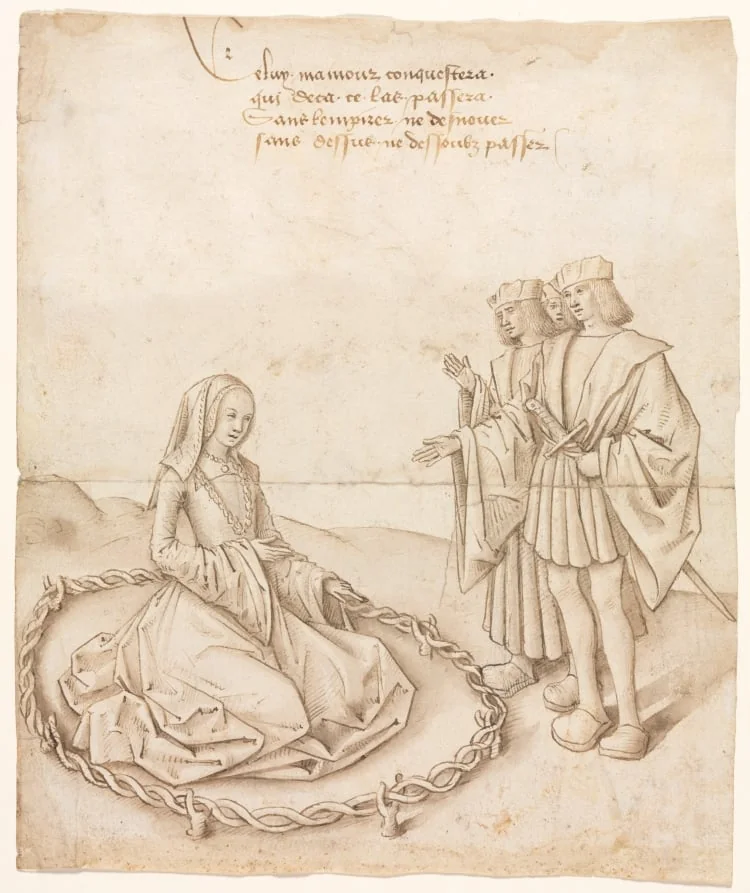 A Lady with Three Suitors, detail