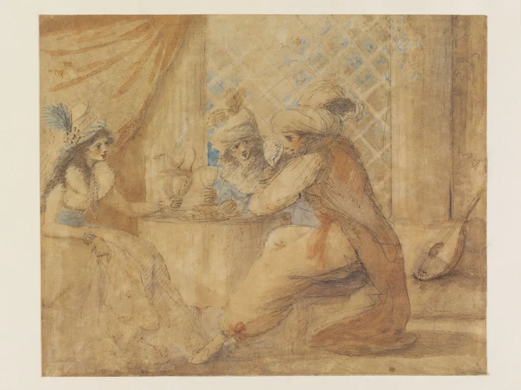 The Beautiful Stranger poisond by her Sister, by Henry William Bunbury, watercolor, 1785
