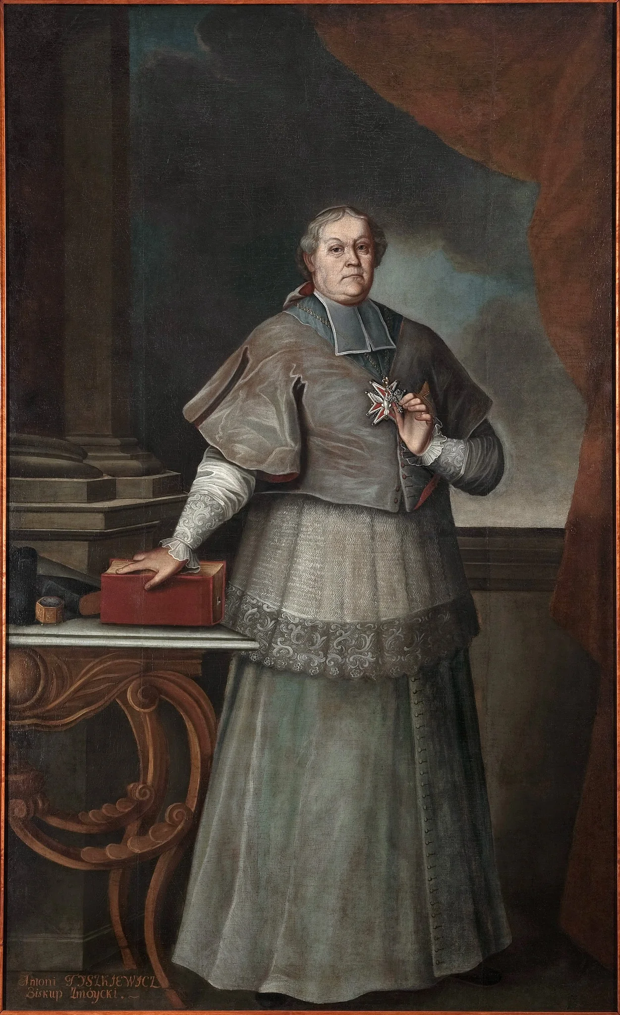 Portrait of Antoni Tyszkiewicz (1709–1762), Leliwa coat of arms, bishop of Samogitia, detail