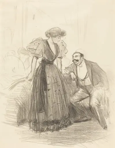 En soirée (At an Evening Party), by Jean-Louis Forain, ink, 1896