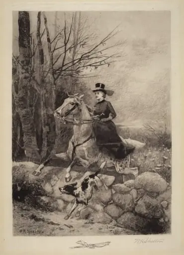 After the Hounds, by William Henry Shelton, ink, 1886