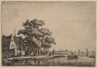 Churchyard at the Waterside, by Anthonie Waterloo, ink, 1650