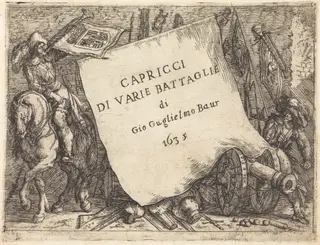 Capricci di varie battaglie (Title Page), by Johann Wilhelm Baur, ink, 1635
