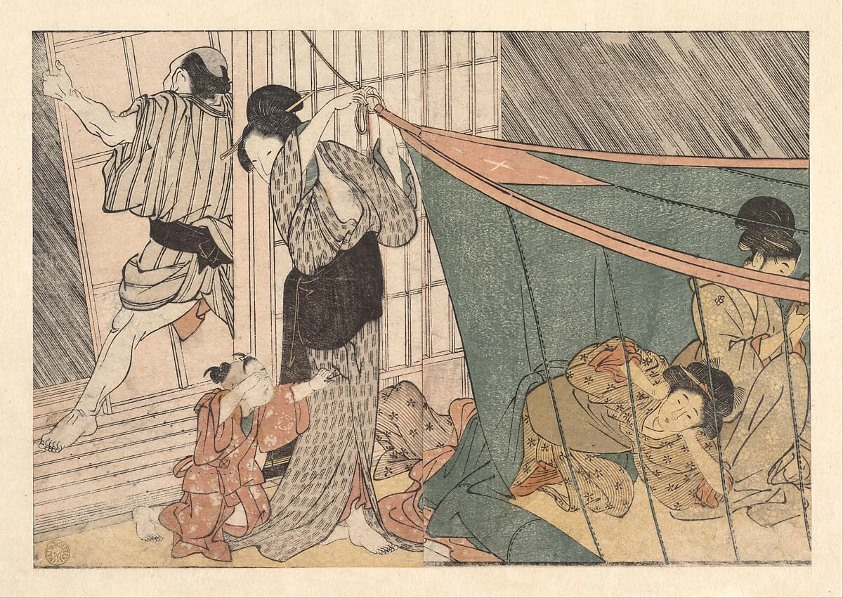 四季の花|The Coming Thunderstorm, from the illustrated book Flowers of the Four Seasons, detail