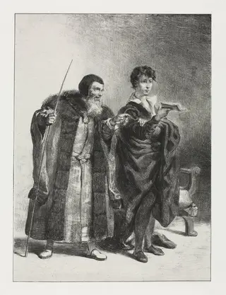 Hamlet:  Polonius and Hamlet, by Eugène Delacroix, 1834