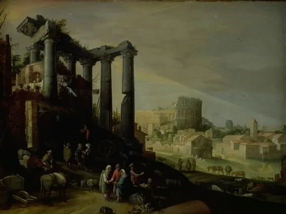 Landscape with a View of Campo Vaccino in Rome, detail