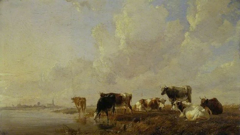 Cattle by a river, detail