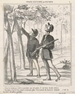Tiens, le moineau a été sepercher, by Honoré Daumier, ink, 1865