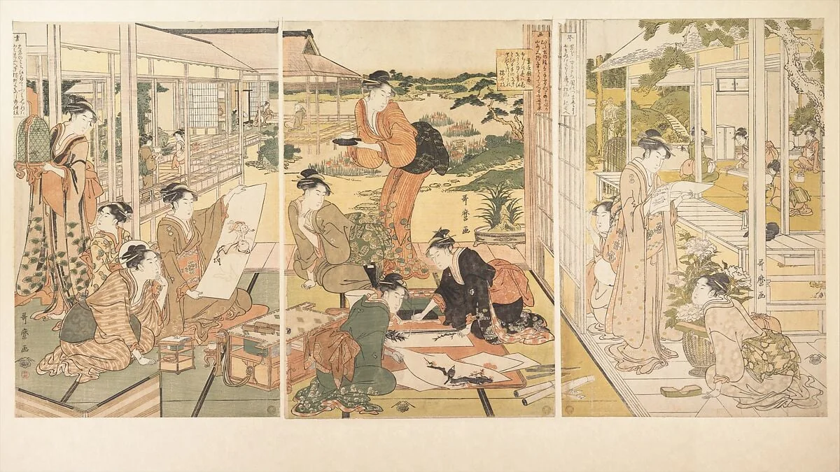 喜多川歌麿画 琴棋書画|The Four Accomplishments (Kinkishoga), detail