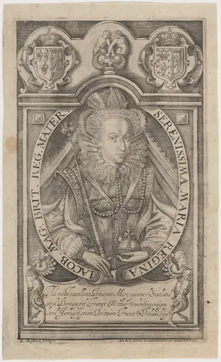 Mary, Queen of Scots, by Renold Elstrack, ink, 1598