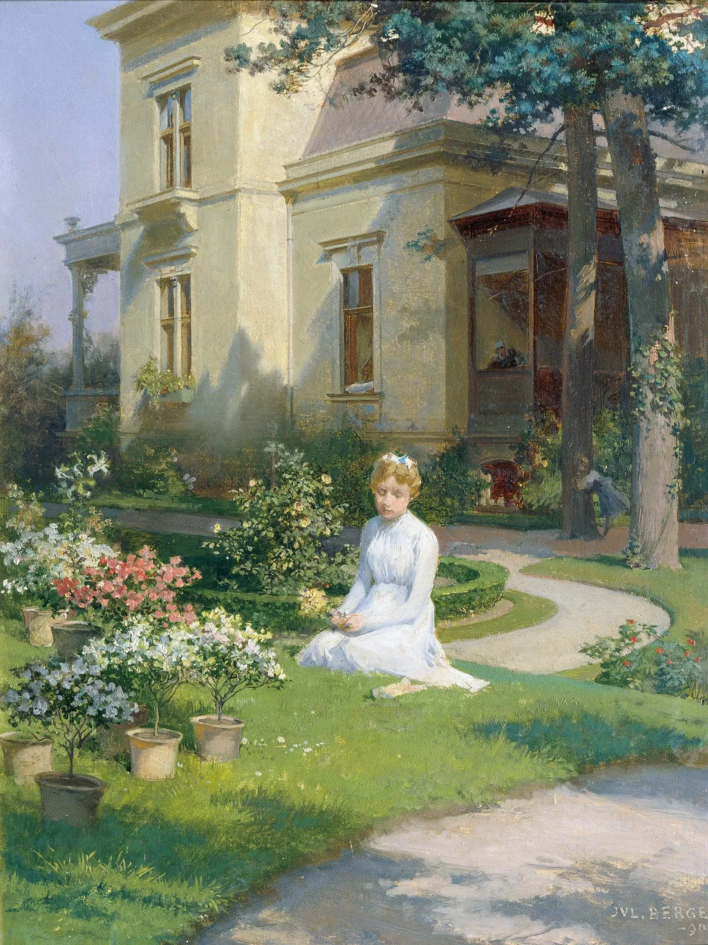Girl in the Garden of a Villa, by Julius Victor Berger, unspecified, 1900