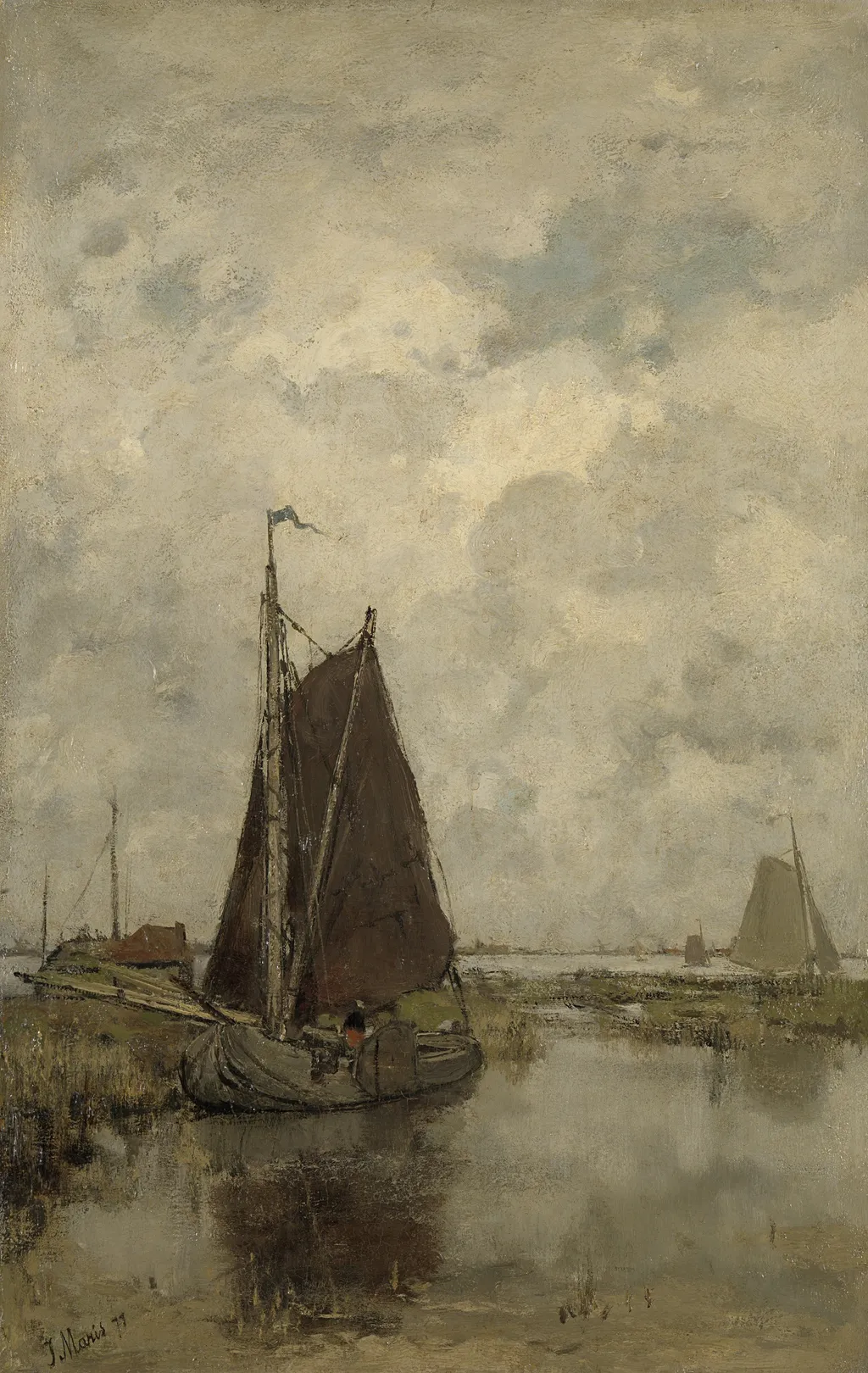 Ships in Dull Weather, by Jacob Maris, oil, 1889