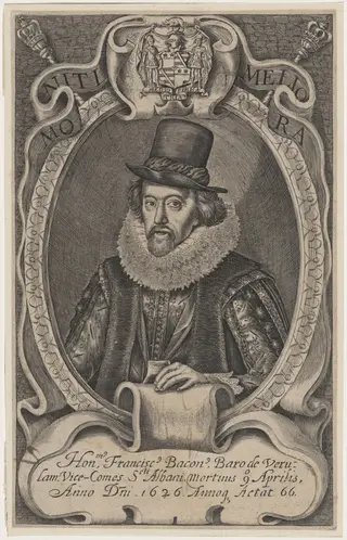Sir Francis Bacon, by Simon van de Passe, ink, 1621