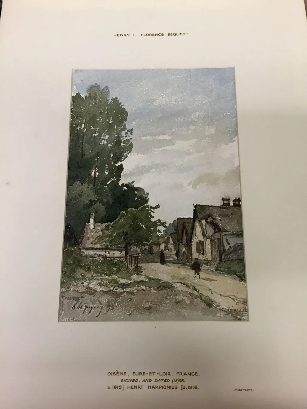 A Village Street, by Henri Harpignies, watercolor, 1893