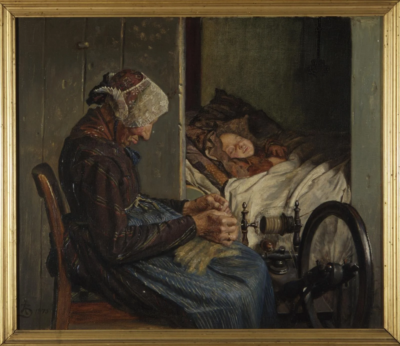 Bedstemoder med sit barnebarn, detail