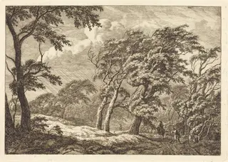 Travelers on a Forest Road in a Storm, by Franciscus A. Milatz, ink, 1786