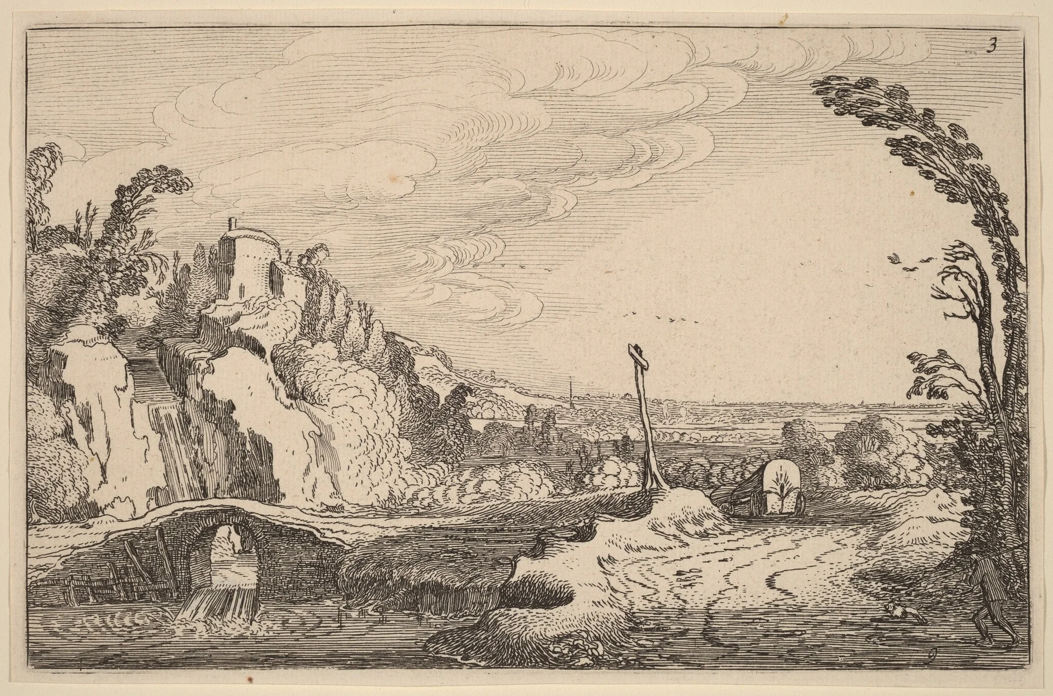 Cascade under a Stone Bridge, detail